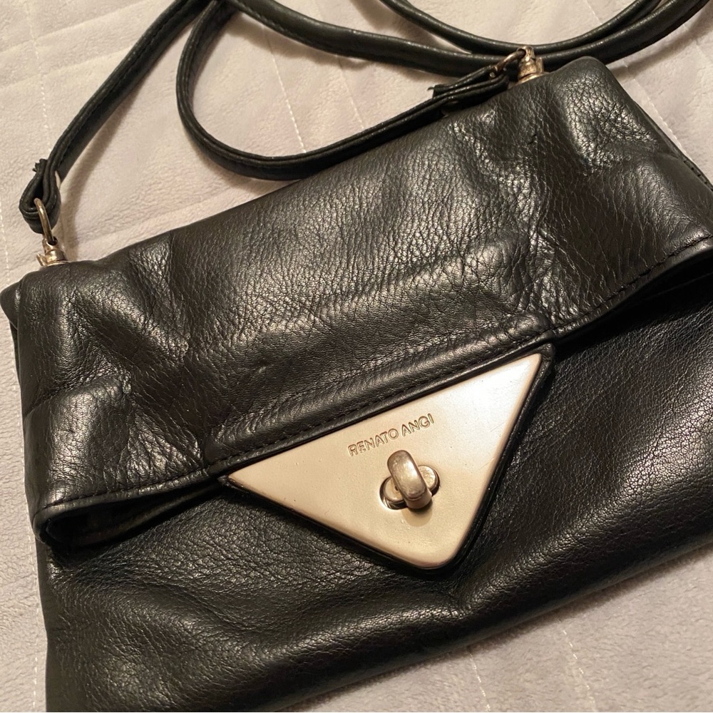 Renato Angi Black Leather Shoulder Bag